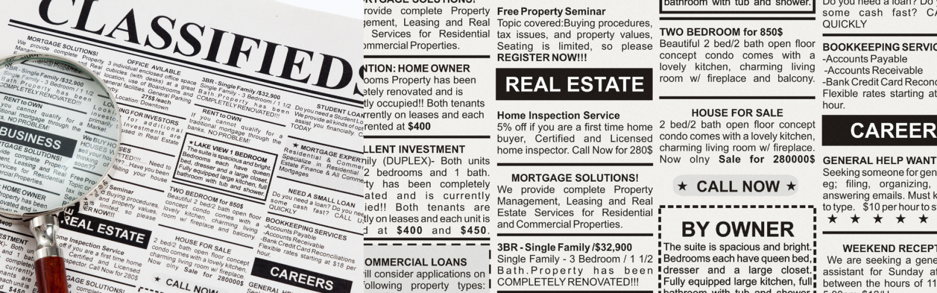 classifieds newspaper page