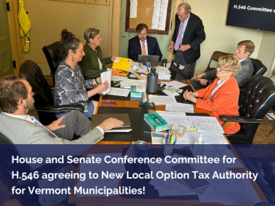 Photo of House and Senate Conference Committee for H.546 agreeing to new Local Option Tax Authority for Vermont municipalities, 2PM on 5/10/2024