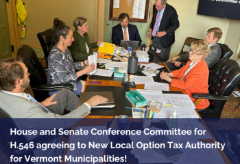 Photo of House and Senate Conference Committee for H.546 agreeing to new Local Option Tax Authority for Vermont municipalities, 2PM on 5/10/2024