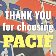 the words "Thank You for choosing PACIF" superimposed on photo of the back of a rescue vehicle