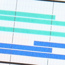 photo closeup on part of a Gantt chart