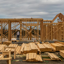 stud walls of a building under construction