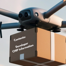 drone delivering package in sky