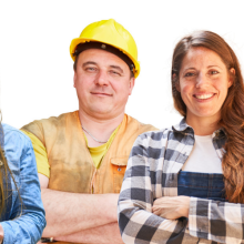seven employees of different genders and occupations