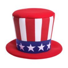 red, white, and blue tophat