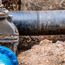 water system pvc plastic pipes in ground during construction