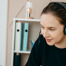 woman listening with headphones