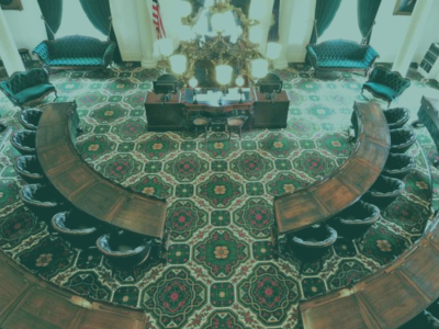 Photo of the Senate Chamber in the Vermont State House