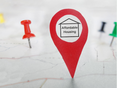 "affordable Housing" label on an icon of a map pin