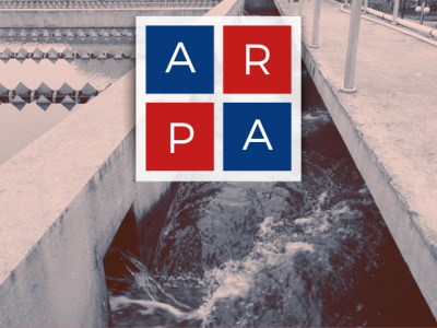 VLCT's ARPA design layered over a photo of a municipal water treatment detail