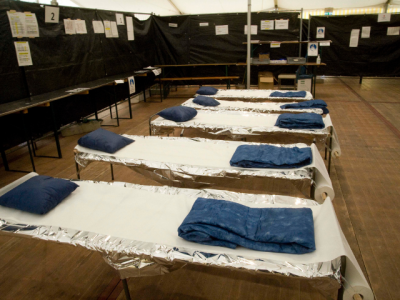beds in an emergency shelter