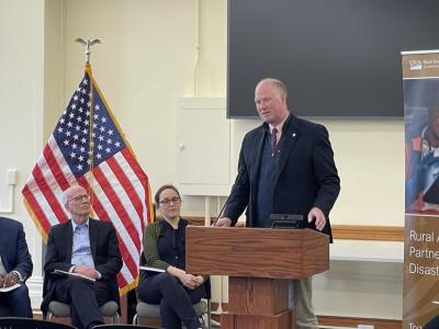 Ted Brady speaks at press conference