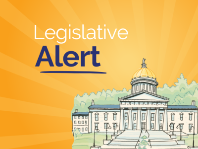 "Legislative Alert" beside a drawing of the Vermont State House