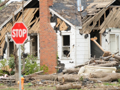 destroyed home