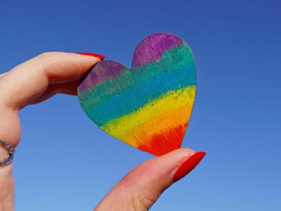 heart with rainbow lines