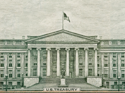 image of the U.S. Treasury bulding from an official engraving