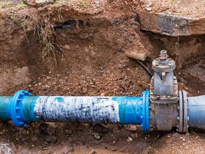 water line in trench