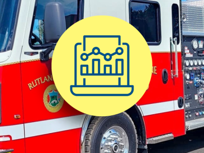 Rutland Fire Truck with a report icon on top