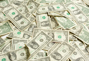 a scattering of one dollar bills