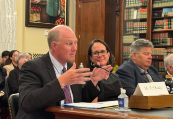 photo of Ted Brady testifying in U.S. Senate subcommittee meeting room