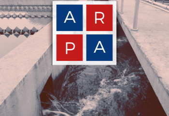 VLCT's ARPA design layered over a photo of a municipal water treatment detail