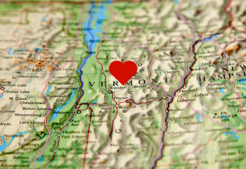 map of Vermont with a graphic heart where Hancock is