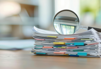 reports with magnifying glass 