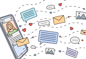 texts and emails flying out of a cell phone