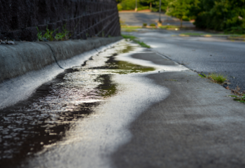 stormwater running down a street