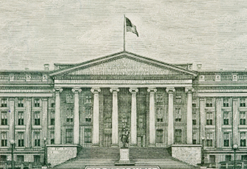 image of the U.S. Treasury bulding from an official engraving