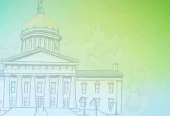 state house on blue green gradient
