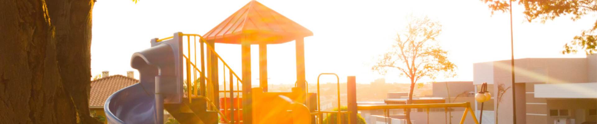 playground structure at sunset