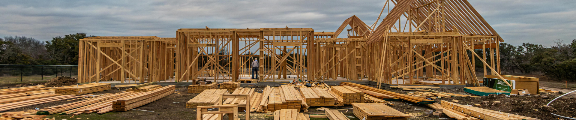 stud walls of a building under construction