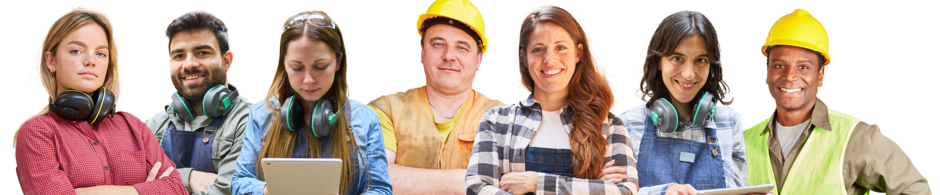 seven employees of different genders and occupations