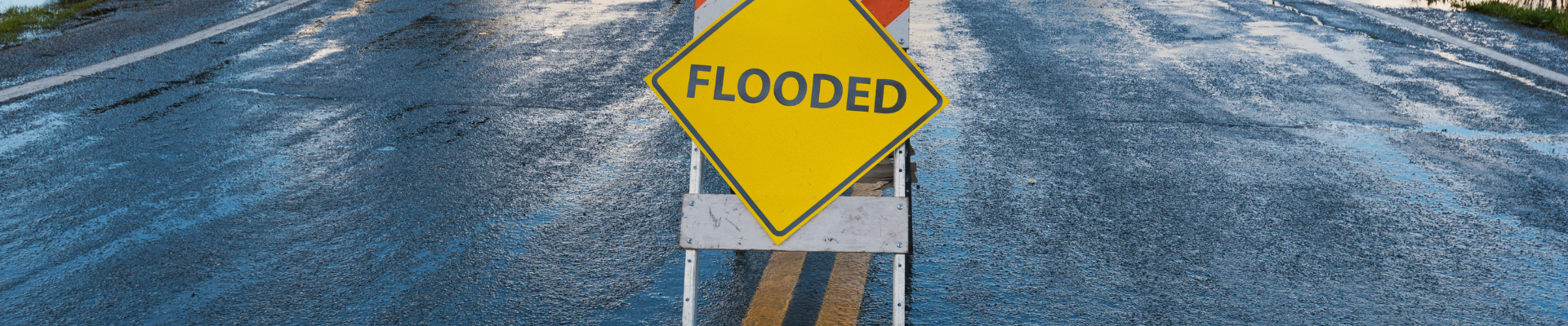 flooded road sign