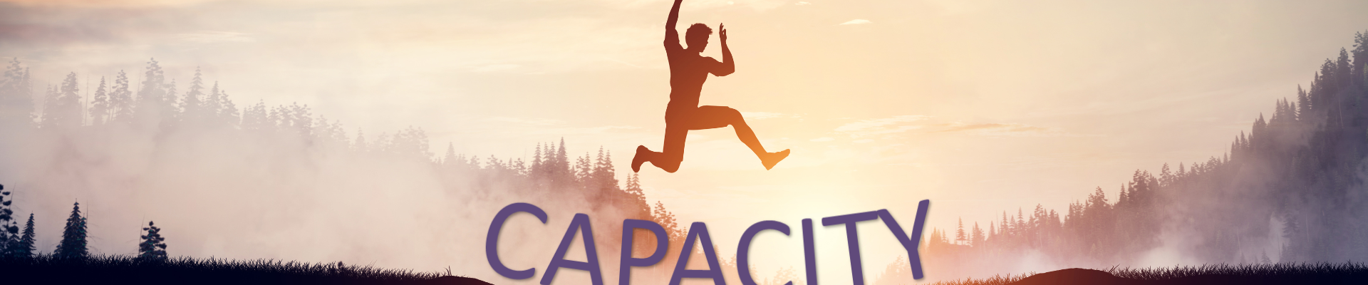 person jumping a gap between rocks bridged by the word "capacity"