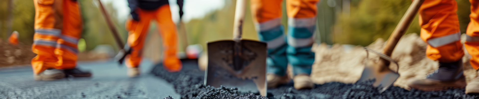 highway workers constructing asphalt pavement