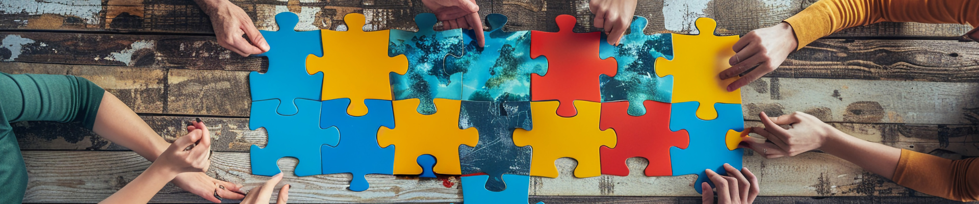 hands building a puzzle together