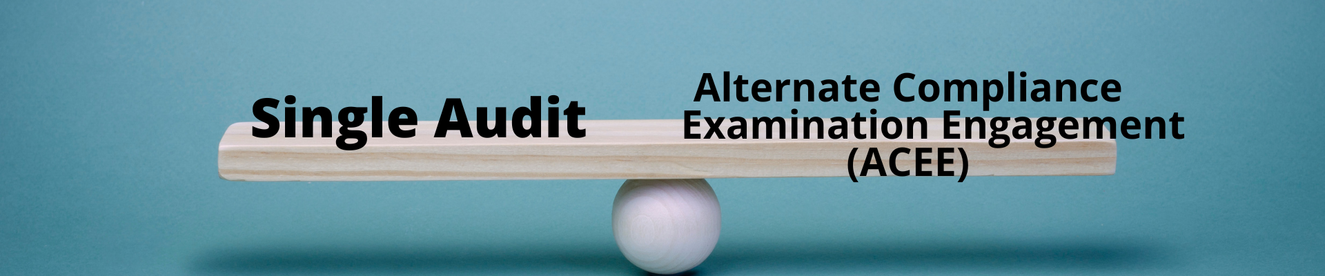 "Single Audit" and "Alternate Compliance Examination Engagement (ACEE)" balanced on a wooden board and ball