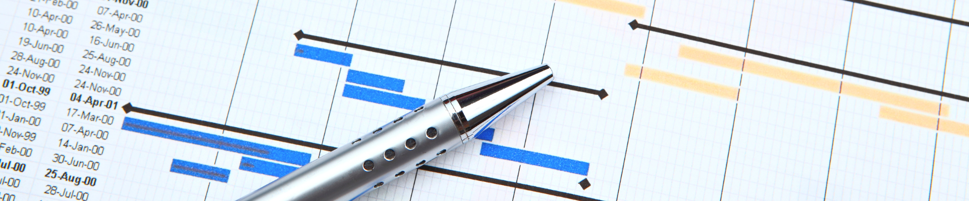 project spreadsheet with pen