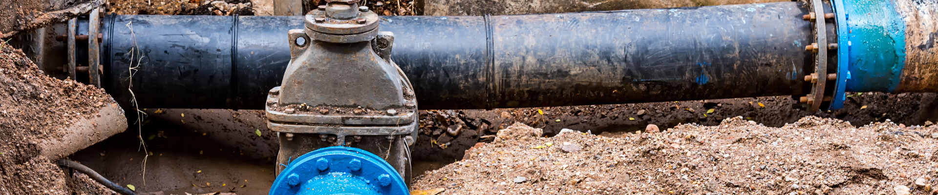 water system pvc plastic pipes in ground during construction
