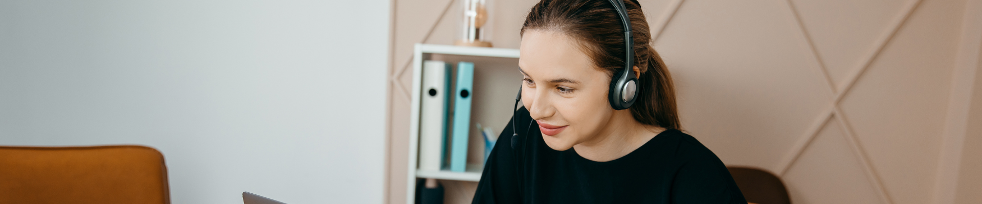 woman listening with headphones