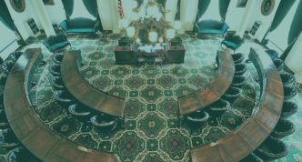 Photo of the Senate Chamber in the Vermont State House