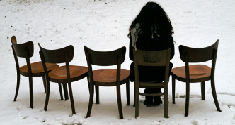 Image vacant chairs in snow
