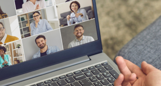 photo of remote attendees on a computer screen
