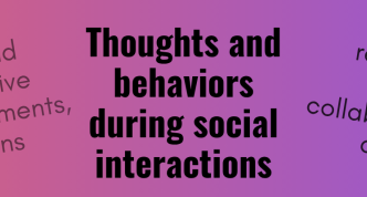 Three blocks of text: Thoughts and behaviors during social interactions. Antisocial: bad feelings, unkind thoughts, competitive sabotage, harsh judgments, destructive actions. Prosocial: respect, kind regard, supportiveness, collaborative, encouraging, dignified actions