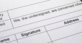 photo detail of a blank petition form