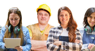 seven employees of different genders and occupations