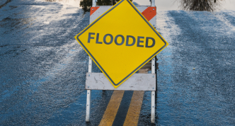 flooded road sign