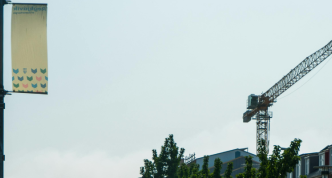 decorative banner over street